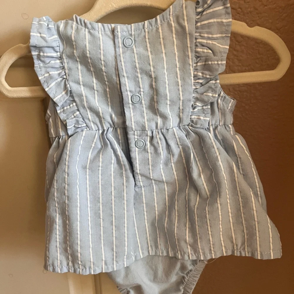 Carter's Blue and White Diaper Covers with Ruffled Details